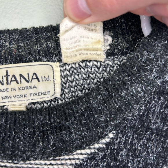 Men's vintage Santana medium grey and black knit zig zag sweater - Picture 8 of 10